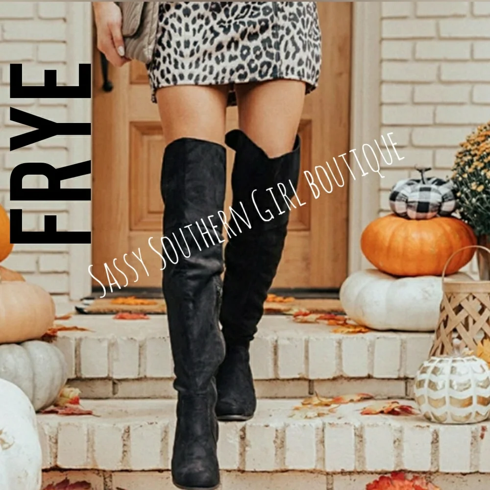🆕⭐FRYE Over the Knee black suede leather boots